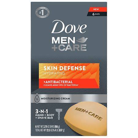 Dove Men+Care Skin Defense 3-n-1 Hand + Body + Shave Bars (6 ct)