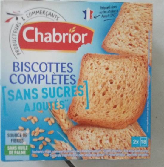 Biscottes complètes sans sucre ajouté - chabrior - 300g