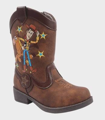Toddler Toy Story Boots - Brown 12T: Woody Western Zipper, Non-Marking Sole, Round Toe