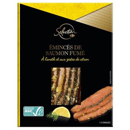 Saumon fumé émincés aneth citron Carrefour Selection - le paquet de 100g
