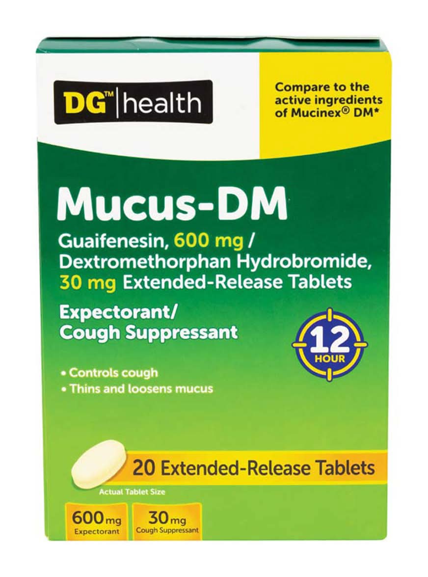 DG Health Mucus-Dm Guaifenesin 600 mg Cough Suppressant Tablets (20 ct)