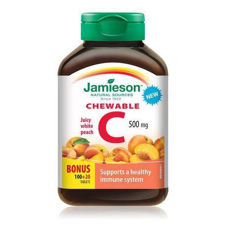 Jamieson Vitamin C White Peach Chewable Tablets (120 units)