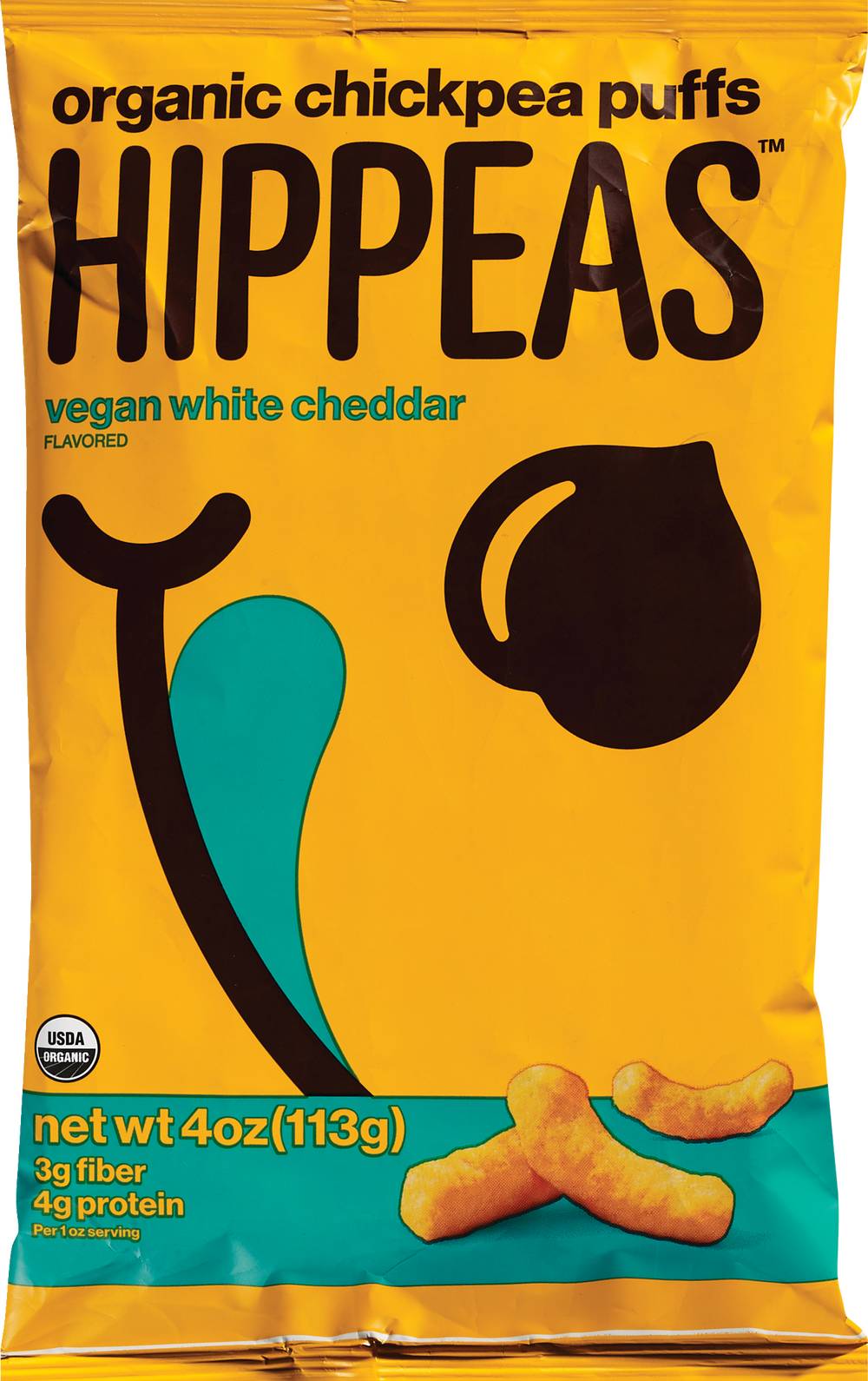 Hippeas Organic Chickpea Puffs, Vegan White Cheddar Flavored, 4 Oz