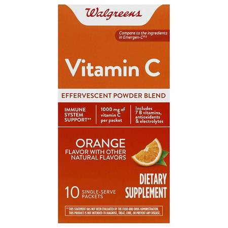 Walgreens Vitamin C Immune Support Effervescent Powder Blend, 1000 mg Orange (10 ct)