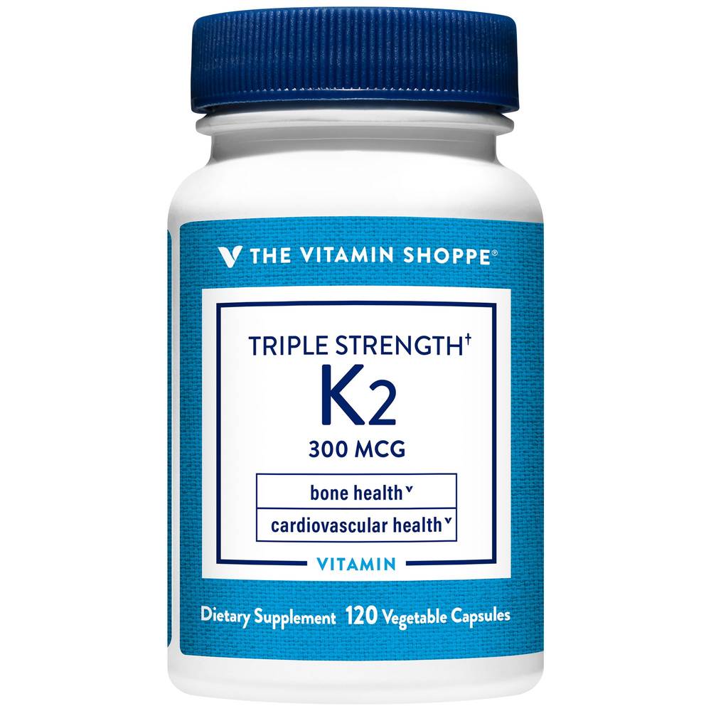 The Vitamin Shoppe Triple Strength K2 300 Mcg Bone Health Vitamin Vegetable Capsules