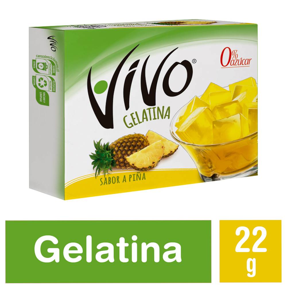 Vivo gelatina en polvo sin azúcar sabor piña (caja 22 g)