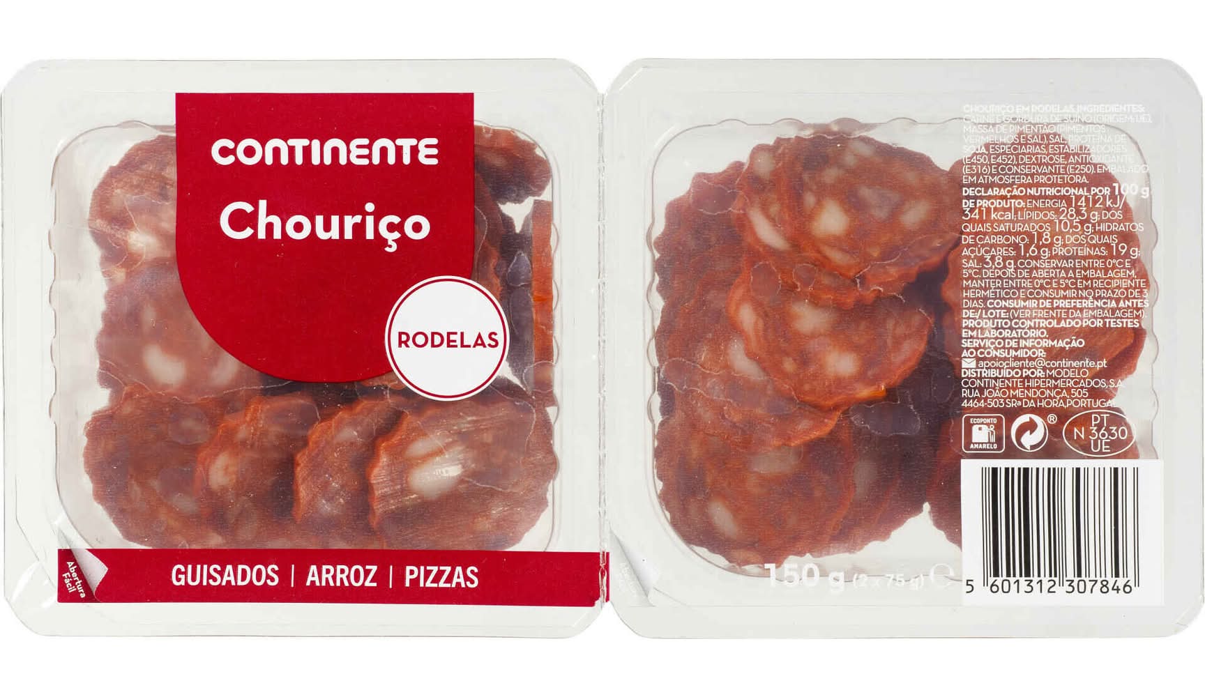 Chouriço em Rodelas Continente (2 un x 75 gr (150 gr))