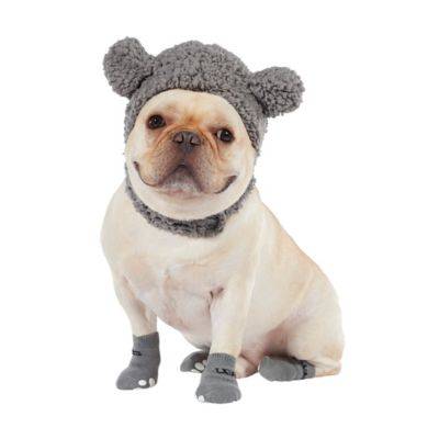 Set de gorro y calcetines de poliéster para perro grande UGG® color gris foca