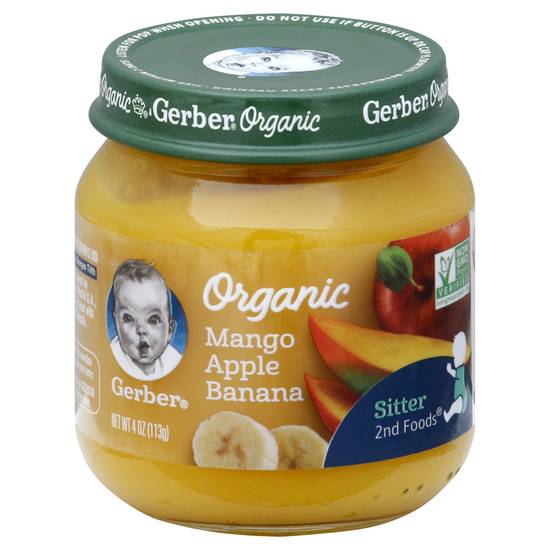Gerber Organic Mango Apple Banana Puree, Sitter 2nd Foods (4 oz)