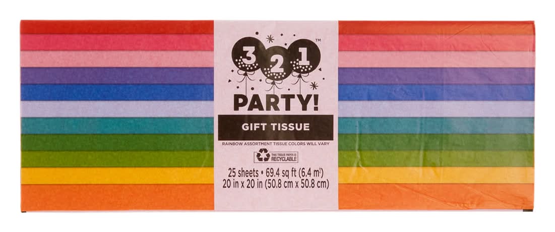 321 Party! Rainbow Gift Tissue Paper 25 Ct