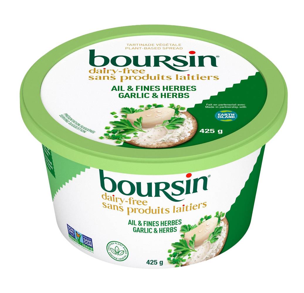 Boursin - Tartinade Végétale Sans Produit Laitier Ail Et Fines Herbes, 425 G / Boursin Dairy-Free Garlic & Herbs Plant-Based Spread, 425 G