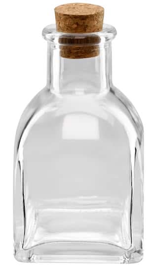 Ashland Mini Square Glass Bottle With Cork, 4 inch