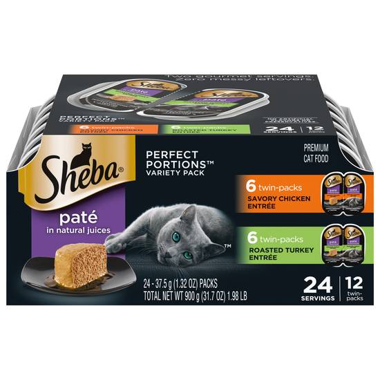 Sheba Perfect Portions Savory Chicken/Roasted Turkey Cat Food (24 ct)