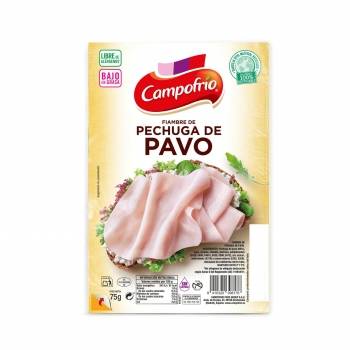 Fiambre de pechuga de pavo en lonchas Campofrío sin gluten y sin lactosa 75 g.