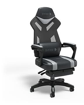 Staples Emerge Vomax Bonded Leather Ergonomic Gaming Chair, Black/Gray (61364)