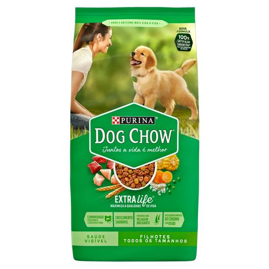 Purina ração seca para cães filhotes raças médias e grandes dog chow (pacote 1kg)