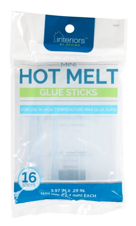 Interiors By Design Mini Hot Melt Glue Sticks, 3.97x0.29 in, Transparent (16 ct)