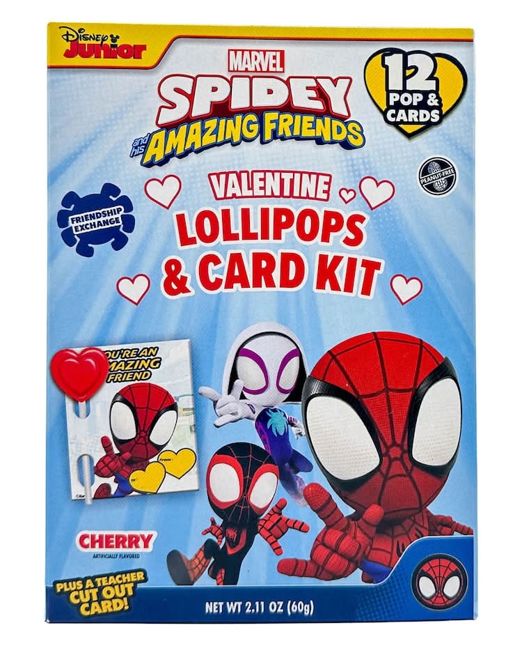 Spidey And His Amazing Friends Valentine Lollipops And Card Kit, 12-pc Pack.