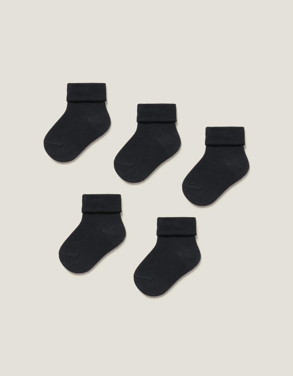 Pack De 5 Pares De Meias Com Dobra Canelada Para Bebé, Azul-Escuro (Azul Escuro - 19/22)