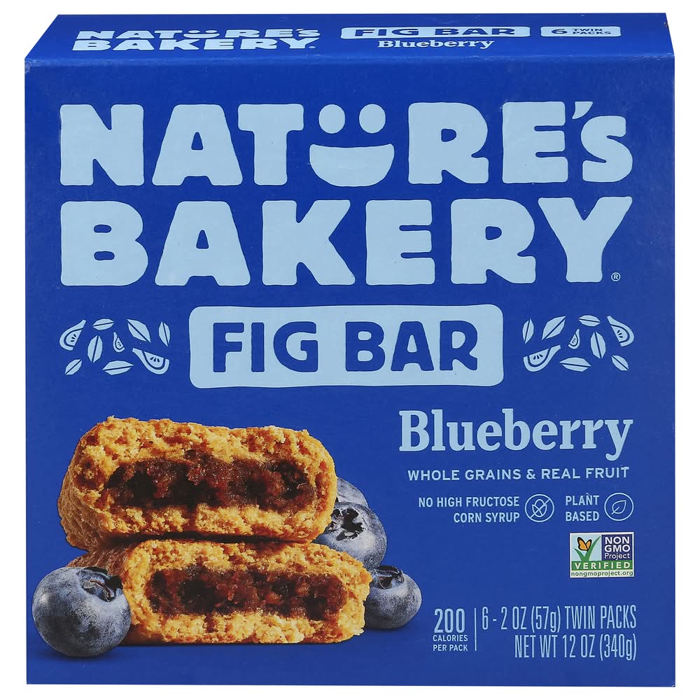 Nature's Bakery Real Fruit & Whole Grains Fig Bars, Blueberry (6 x 2 oz)