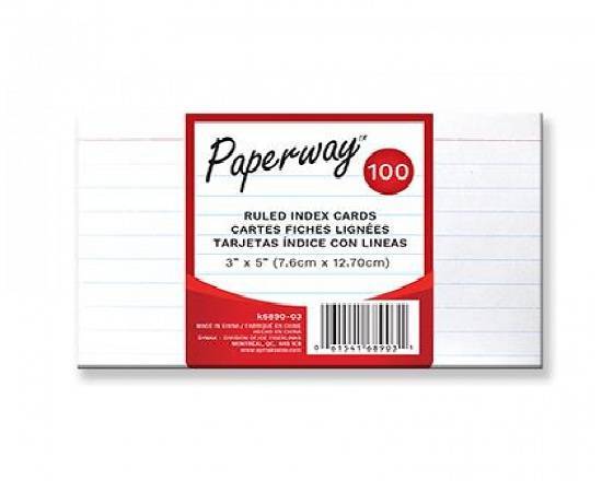 Paperway Ruled Index Cards 7.6 cm x 12.70 cm - Pack of 100