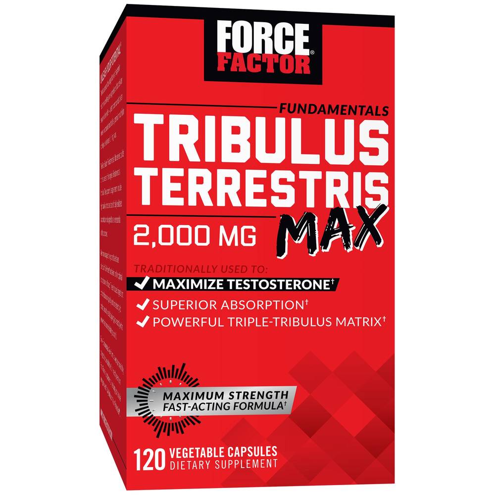 Force Factor Tribulus Terrestris Max 2000 mg Testosterone Capsules (120 ct)