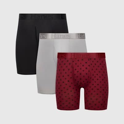 Hanes Originals Premium Supersoft Boxer Briefs, Men, M, Burgundy/Gray/Black (3 ct)