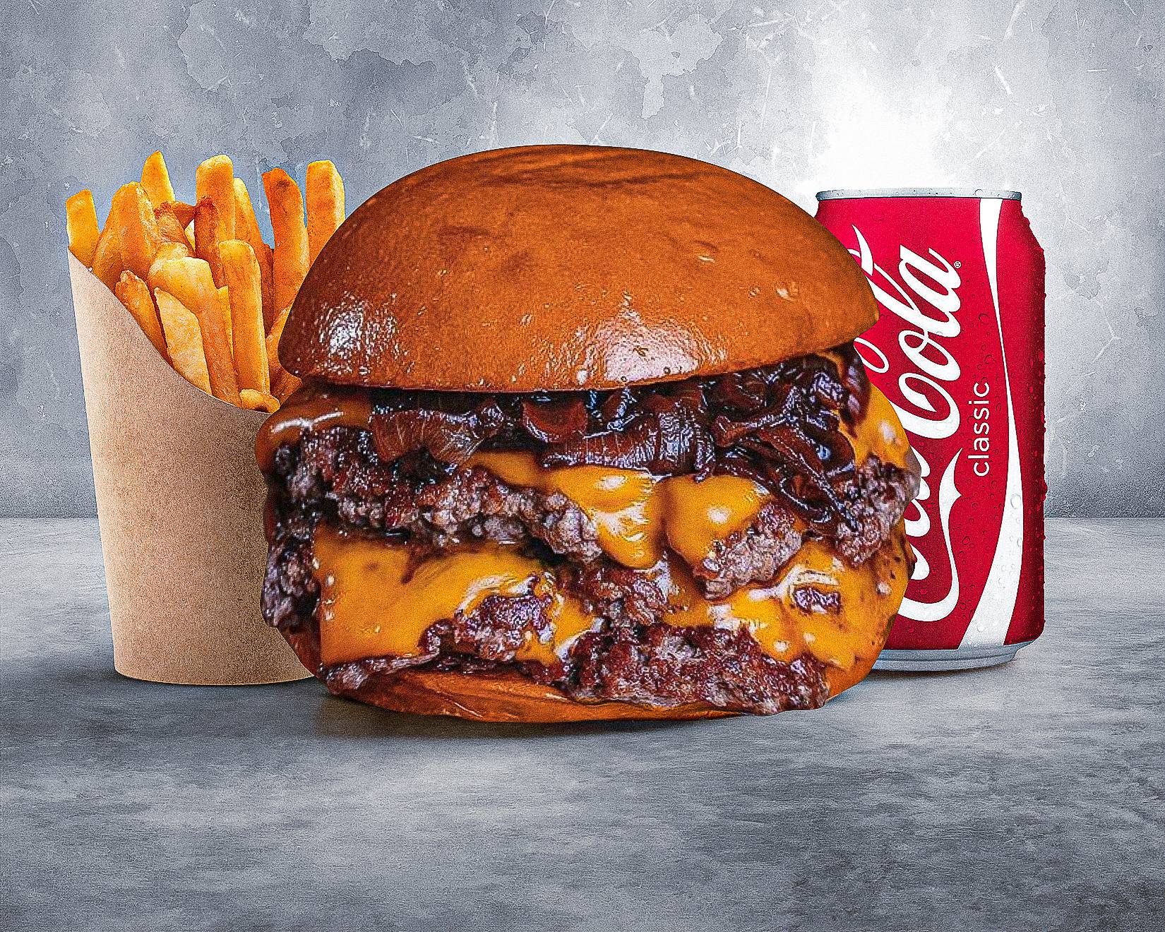 Menu double smashed bacon burger