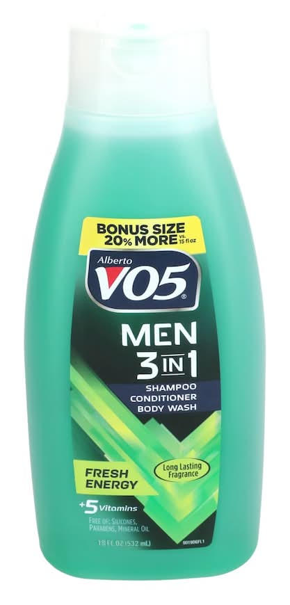 Alberto VO5 Shampoo, Conditioner and Bodywash, Fresh Energy, Men (18 oz)