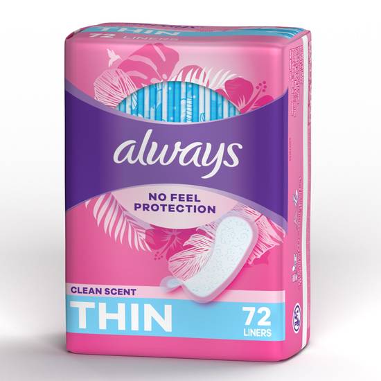 Always Thin Daily Panty Liners Regular, 72 CT