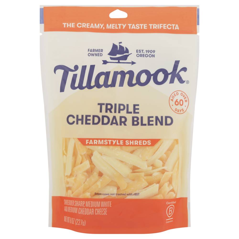 Tillamook Farmstyle Thick Cut Triple Cheddar Blend Shredded Cheese