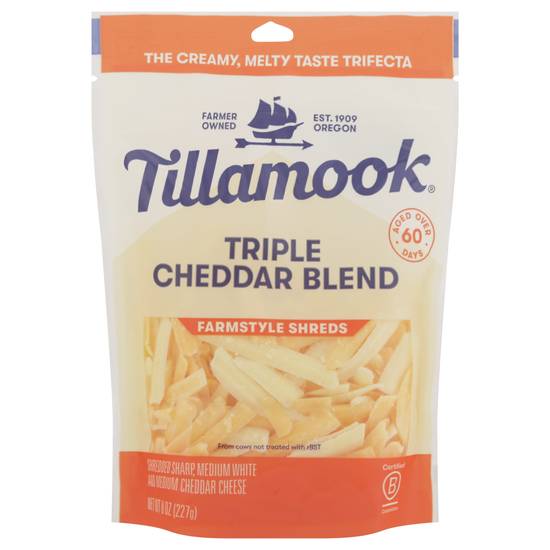 Tillamook Farmstyle Thick Cut Triple Cheddar Blend Shredded Cheese