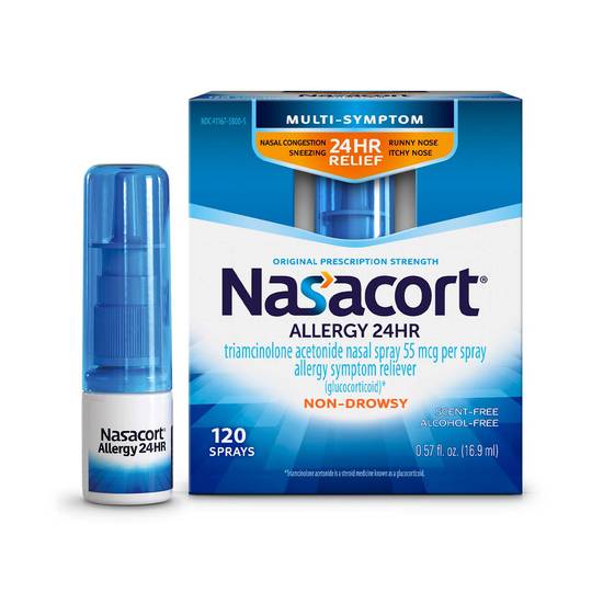 Nasacort 24-Hour Nasal Allergy Spray 120 Sprays, 0.57 OZ