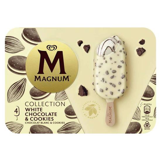 Magnum Glace Bâtonnet Chocolat Blanc et Cookies 296g