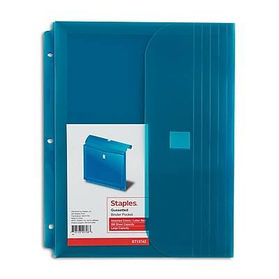 Staples® Binder Pocket, 3-Hole Punched, Assorted Colors (13742-CC)
