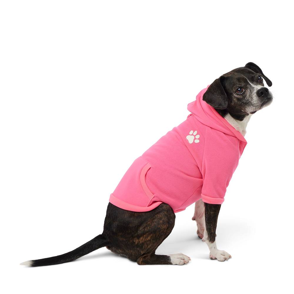 Top Paw Solid Hoodie (Color: Pink, Size: X Large)