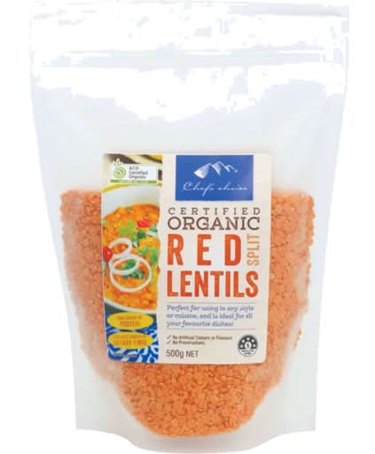 Chef's Choice Organic Split Red Lentils (500g)