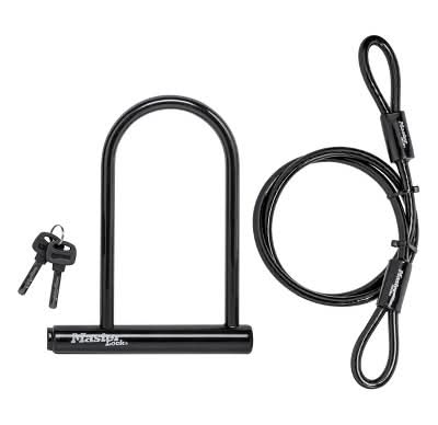 Master Lock U Lock With Looped End Cable, 7.25 in