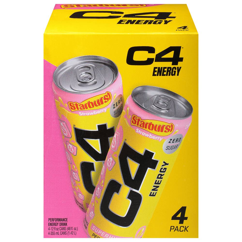 C4 Performance Starburst Strawberry Energy Drink (4 ct, 12 fl oz)