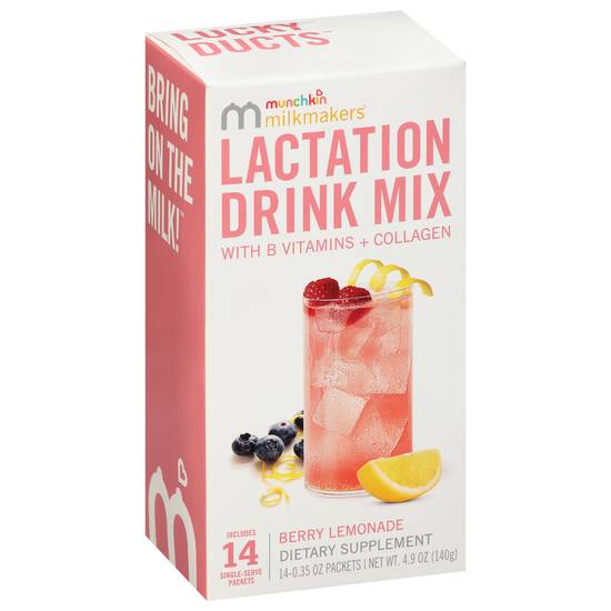 Milkmakers Berry Lemonade Lactation Drink Mix With B Vitamins + Collagen (14 ct, 4.9 oz)