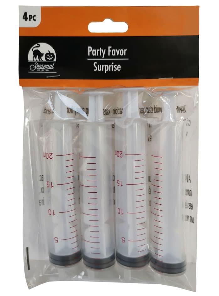 Seasonal Collection Halloween Party Favor Surprise Plastic Syringes 20 ml (4 ct)