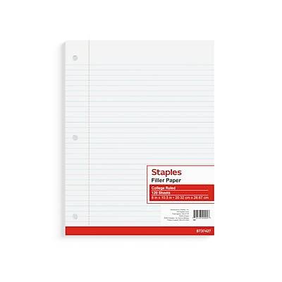 Staples College Ruled Filler Paper (8 in x 10.5 in)