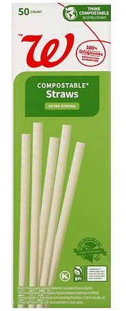 Complete Home Compostable Paper Straw, 7.76x0.217 in (50 ct)