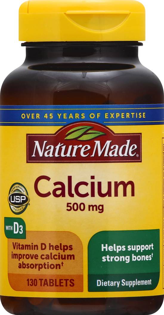 Nature Made Calcium 500 mg With D3 Dietary Supplement (130 ct)