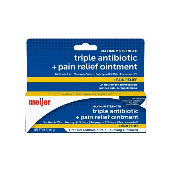 Meijer Maximum Strength First Aid Triple Antibiotic Pain Relieving Ointment .5OZ