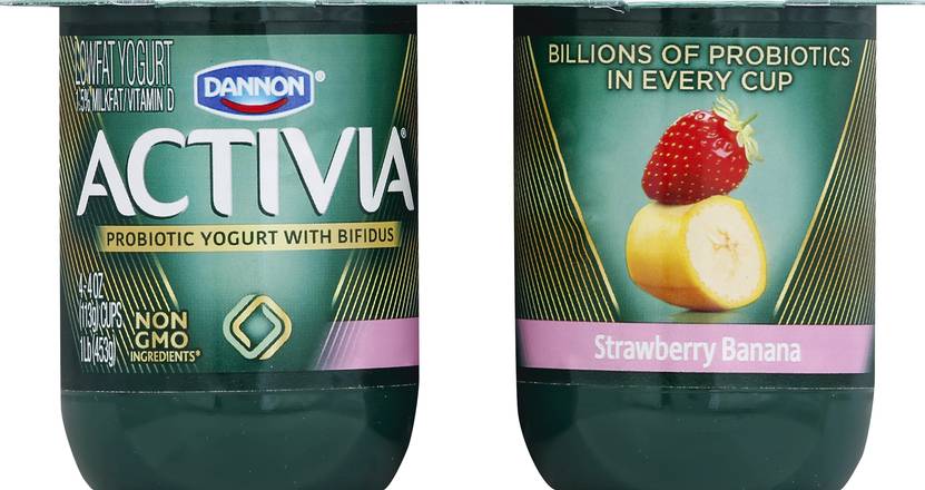 Activia Dannon Lowfat Strawberry Banana Yogurt ( 4 ct )