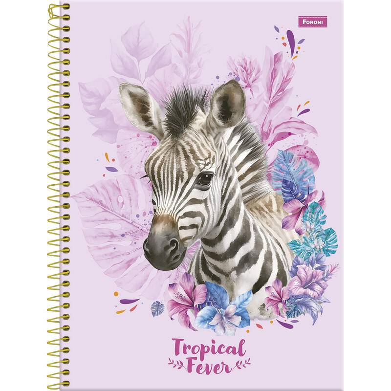 Foroni caderno universitário capa dura tropical fever (10 matérias)