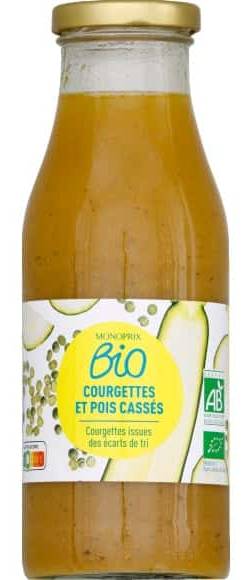 Monoprix Bio - Soupe aux courgettes et pois cassés (500ml)