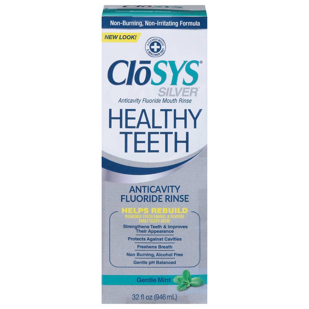 CloSYS Silver Healthy Teeth Anticavity Fluoride Rinse, Mint (32 fl oz)