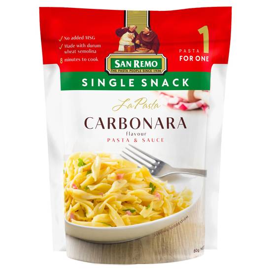 San Remo Single Snack La Pasta Carbonara 80g